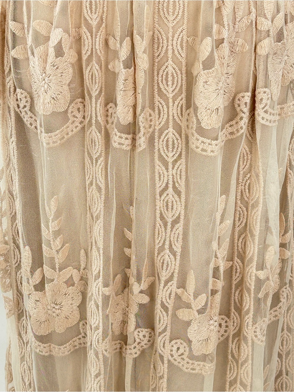 Petal + Pup XS Embroidered Lace Crochet Open Back Boho Maxi Dress Nude - Picture 11 of 12